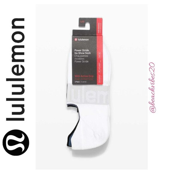 LULULEMON ATHLETICA Power Stride No-Show Sock with Active Grip *3 Pack L LL-243 - Picture 4 of 4